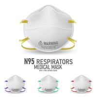 realistisch n95 gasmasker masker met 3 voorgedefinieerd kleur, vector illustratie