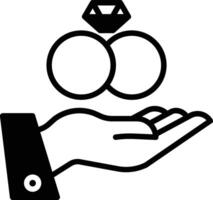 hand- bruiloft ring glyph en lijn vector illustratie