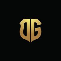 dg logo monogram met gouden kleuren en schildvorm ontwerpsjabloon vector