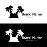 kokosnoot boom logo ontwerp sjabloon palm boom silhouet illustratie zomer strand zee fabriek vector