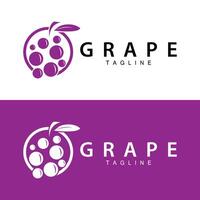 druif logo, tuin vector, vers Purper fruit, wijn merk ontwerp, gemakkelijk illustratie sjabloon vector