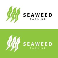 zeewier logo ontwerp, onderwater- fabriek ontwerp illustraties, schoonheidsmiddelen en voedsel ingrediënt vector