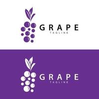 druif logo, tuin vector, vers Purper fruit, wijn merk ontwerp, gemakkelijk illustratie sjabloon vector