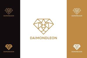 diamant leeuw goud luxe logo vector