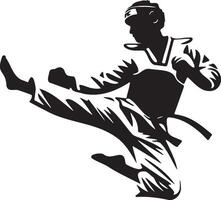 mannetje taekwondo speler trap silhouet. vector