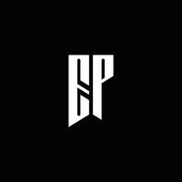 ep logo monogram met embleem stijl geïsoleerd op zwarte achtergrond vector