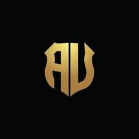 au logo monogram met gouden kleuren en schildvorm ontwerpsjabloon vector