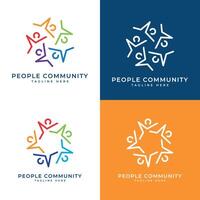 gemeenschap mensen cirkel ster logo ontwerp vector sjabloon minimaal creatief concept
