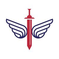 zwaard Vleugels creatief minimaal vector ontwerp logo sjabloon