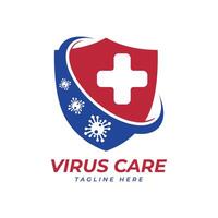 virus zorg logo ontwerp vector sjabloon