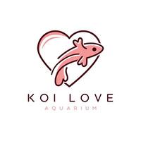 koi vis logo ontwerp hart vorm concept creatief lijn kunst minimaal ontwerp voor aquarium n visvangst vector