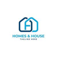 huizen en huis brief Mark h logo ontwerp vector creatief concept sjabloon