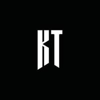 kt logo monogram met embleem stijl geïsoleerd op zwarte achtergrond vector