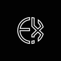 ex monogram logo cirkel lint stijl schets ontwerpsjabloon vector