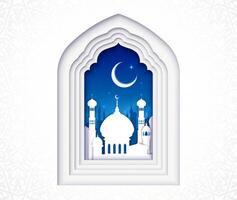 papier besnoeiing Arabisch moskee Islamitisch venster, Ramadan vector