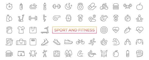 sport en geschiktheid - minimaal dun lijn web icoon set. schets pictogrammen verzameling. gemakkelijk vector illustratie