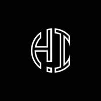 hallo monogram logo cirkel lint stijl schets ontwerpsjabloon vector