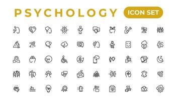psychologie en mentaal lijn pictogrammen collectie.set van dun lijn web icoon set, gemakkelijk schets pictogrammen verzameling, pixel perfect pictogrammen, gemakkelijk vector illustratie.