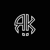 rk monogram logo cirkel lint stijl overzicht ontwerpsjabloon vector