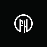 fh monogram logo geïsoleerd met een draaiende cirkel vector