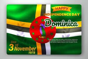 gelukkig onafhankelijkheid dag van dominica met golvend vlag achtergrond, vector illustratie