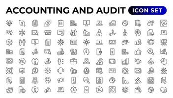 accounting icoon set. belastingen en accounting lijn pictogrammen verzameling. vector