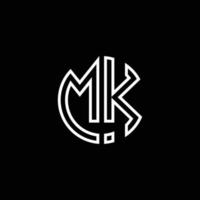 mk monogram logo cirkel lint stijl overzicht ontwerpsjabloon vector
