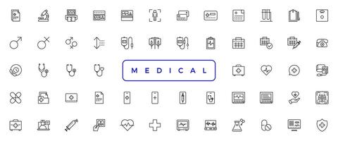 geneeskunde en Gezondheid vlak pictogrammen. verzameling Gezondheid zorg medisch teken pictogrammen vector