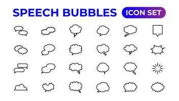 toespraak bubbels icoon ingesteld.dun schets pictogrammen pak. vector