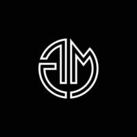 gm monogram logo cirkel lint stijl overzicht ontwerpsjabloon vector