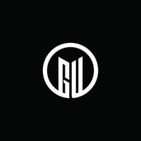 gu monogram logo geïsoleerd met een draaiende cirkel vector