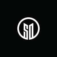 SD monogram logo geïsoleerd met een draaiende cirkel vector