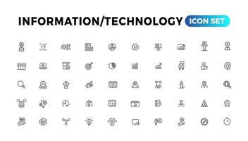 apparaat en informatie technologie lijn pictogrammen verzameling. groot ui icoon reeks in een vlak ontwerp. dun schets pictogrammen pak vector