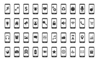 smartphone pictogrammen set. mobiel toepassingen. verzameling. vector illustratie.