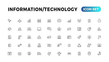 apparaat en informatie technologie lijn pictogrammen verzameling. groot ui icoon reeks in een vlak ontwerp. dun schets pictogrammen pak vector