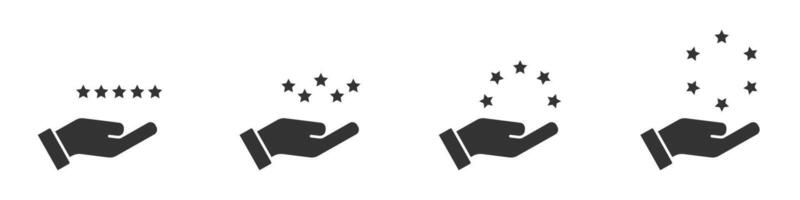 hand- houdt sterren Aan palm. reeks van handen Holding sterren. vector