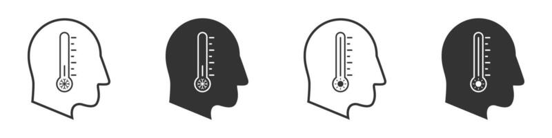 thermometer icoon in de menselijk hoofd. vector illustratie.