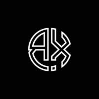 bx monogram logo cirkel lint stijl overzicht ontwerpsjabloon vector