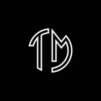 tm monogram logo cirkel lint stijl overzicht ontwerpsjabloon vector