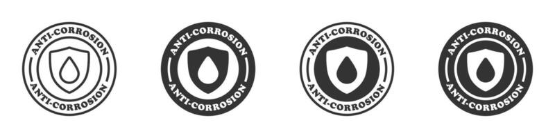 anti-corrosie icoon set. ronde badges met belettering. vector illustratie.