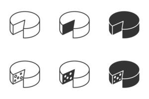 ronde kaas wiel icoon set. vector illustratie.