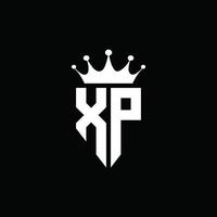xp logo monogram embleem stijl met kroonvorm ontwerpsjabloon vector