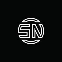 sn logo monogram met negatieve ruimte cirkel afgeronde ontwerpsjabloon vector