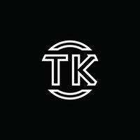 tk logo monogram met negatieve ruimte cirkel afgeronde ontwerpsjabloon vector