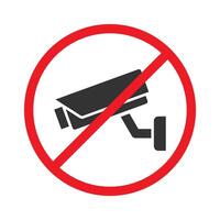 Nee veiligheid camera icoon. film verbod symbool. cctv camera en verbod teken. vector illustratie.