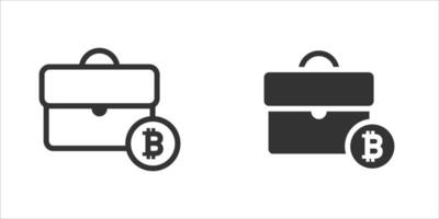 koffer icoon met bitcoin symbool. vector illustratie.