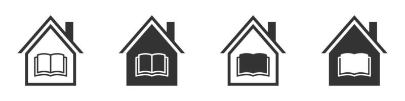 bibliotheek icoon. huis onderwijs pictogrammen. online aan het leren. huis scholing symbool. vector illustratie.