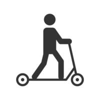 Mens Aan elektrisch scooter icoon. vector illustratie.