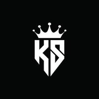 ks logo monogram embleem stijl met kroonvorm ontwerpsjabloon vector