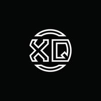 xq logo monogram met negatieve ruimte cirkel afgeronde ontwerpsjabloon vector